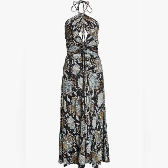 NWT $890 Proenza Schouler Ruched Snakeskin Print Halter Neck Dress in size 10! - Picture 5 of 6